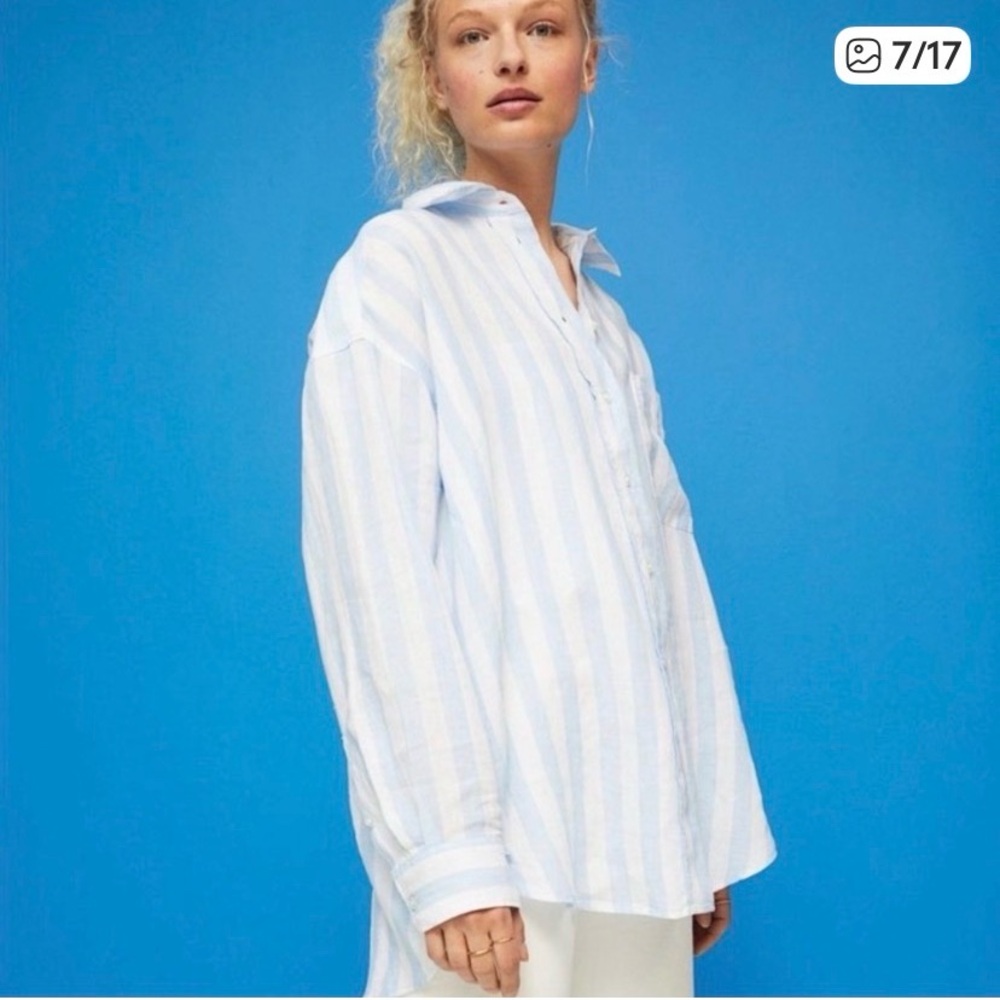 Nantucket calling? Gorgeous H&M Shirt, XXL, 100% Linen, Oversized, NWT